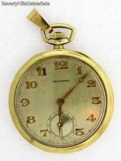   Art Deco Tavannes Watch Co 21 Jewels 14k Gold Pocket Watch  