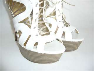 NEW White Strappy Platform Dress Heels Sandals shoes  