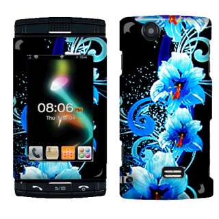   AT&T Sharp STX 2 FX Phone Blue Flowers 2D Silver Accessory Case Cover