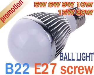 3W 5W 6W 9W 10W 15W 20W LED Globe Ball Bulb light E26 E27 Screw B22 