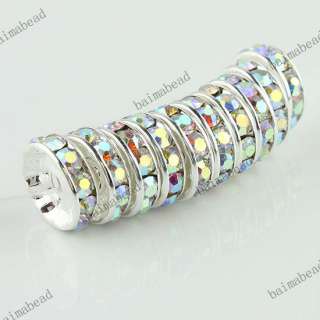   colorful Crystal Silver Spacer Loose Beads Jewelry Findings 12mm