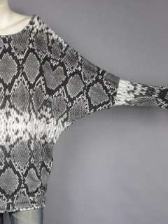 Black Python Print Dolman Sleeve Slouchy Top XL  