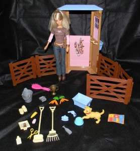 2007 Barbie Dream Stable Playset Mattel Doll Rake Broom Pail Carrots 