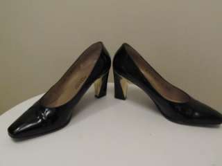   Johns knits black & gold classic patent leather heels shoes pumps 9 B