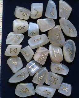 MD MOONSTONE RUNES 25 Elder Futhark runestones gold  