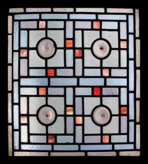STAINED GLASS WINDOW ENGLISH VICTORIAN RONDELS ANTIQUE STUNNING  