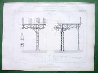 ARCHITECTURE PRINT  Paris 1867 Exposition Palace Iron Structure 