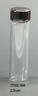 72 pcs Clear 2 Dram 1/4 oz glass vials w/ screw caps  