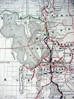 1894 UTAH * LARGE RR Map * SALT LAKE CITY 26 x 18  