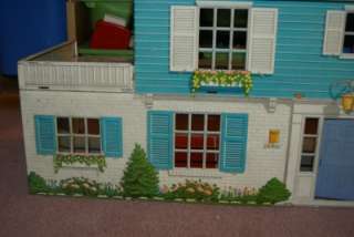 VTG RARE MARX COLONIAL TIN LITHO DOLLHOUSE 6 ROOMS has STAIRWAY  