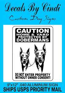DOBERMAN PINSCHER DOG ALUMINUM SIGN WARNING 2496HY2  