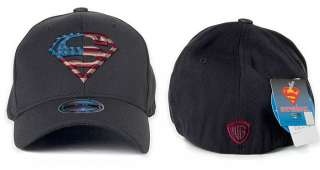 Superman American flag Baseball Cap Flexfit Spandex Hat Gray AC209 