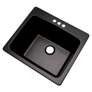   Stone Composite 25x22x12 3 Hole Single Bowl Utility Sink in Black