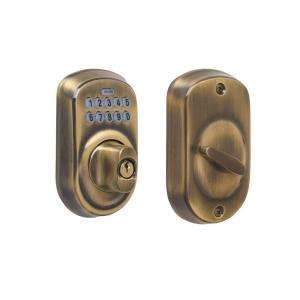 Schlage Plymouth Antique Brass Keypad Deadbolt BE365 PLY 609 at The 