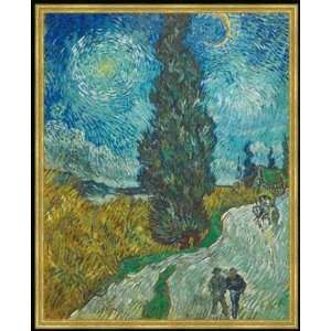 Bild mit Rahmen Vincent Van Gogh, Zypresse gegen den Sternenhimmel 