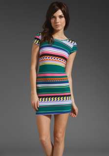 MONROW Cap Sleeve Scooped Back Dress in Peruvian Stripe at Revolve 