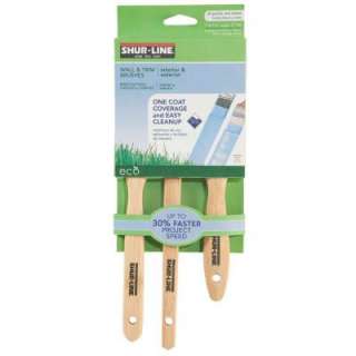 Shur Line 1 in. Angled, 1 1/2 in. Angled, 2 in. Flat Paint Brush Set 