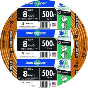   500 ft. 8 Gauge Solid Bare Copper Cable 10632802 