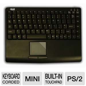 Adesso   SlimTouch AKB 410PB   Black Mini PS/2 Keyboard With Built In 