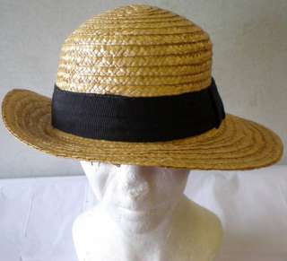 Ladies Straw hat black ribbon Safari costume accessory  