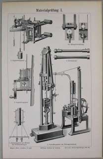 Alter Stich Materialprüfung 1898 Apparate Technik 128  
