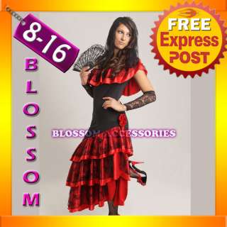 B65 Spanish Mexican Flamenco Latin Dancer Can Can Saloon Fancy Dress 