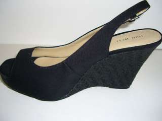 NINE WEST Black Fabric Womens Platforms Shoes Size 9.5  