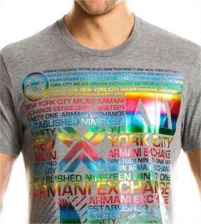 Armani Exchange Multiple Logo T Shirt Heather Grey NWT  