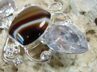 Bergkristall Anhänger Botswana Achat 925 Silber Edelstein Schmuck 80 