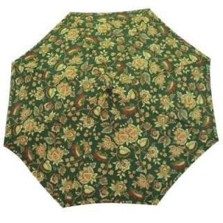   Patterns7 1/2 ft. Hunter Green Floral Patio Umbrella with Bronze Frame