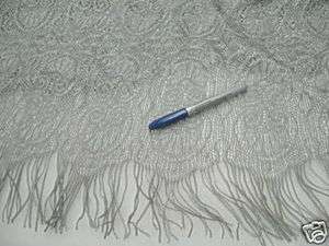 Fabric Metallic Fringe Lace Panel Silver Abstract 306  
