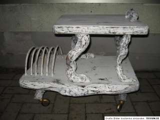 alter Tisch Wohnzimmertisch mit Rädern Wurzelholz Shabby antik finish 