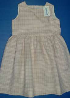 Jacadi Girls Pink White Tan Plaid Doubled Breasted Button Back 