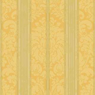 The Wallpaper Company 56 Sq.ft. Yellow Damask Stripe Wallpaper 