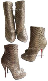   chic christian louboutin bronze feticha booty 120 python metal boots