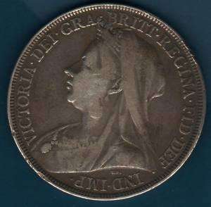1897 GREAT BRITAIN QUEEN VICTORIA SILVER CROWN COIN  