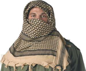 Tan Military Shemaugh Arab Keffiyeh Desert Sun Scarf Deluxe Cotton 