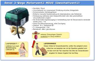 Resol 3 Wege Motorventil Ventil Betrieb open/close  