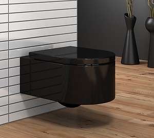 Schwarze Donna Wand Hänge WC/Toilette mit SoftClose Sitz  