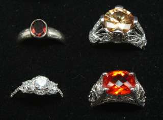 36 Sterling Silver Gemstone Rings Lot Not Scap Jewelry Vintage Modern 