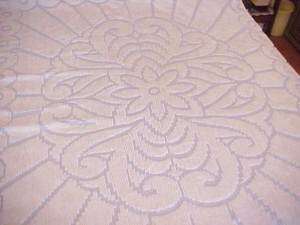 Vint. Blue & White Chenille Bedspread for Crafts CUTTER  