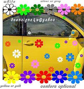 flowers daisy hippy wall VW bug beetle car volkswagon  