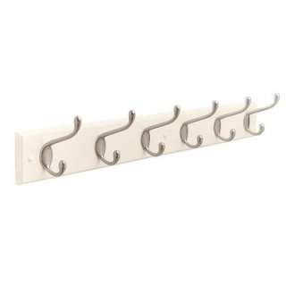 Amerock 27 In. White Wood Classic Rack With Brushed Nickel Hooks 
