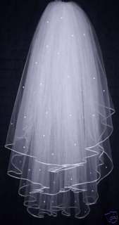 3T White / Ivory Bridal Wedding Veil Comb Pearl comb  