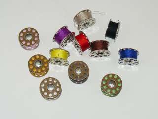 Nähmaschinengarn farbig auf 24 Spulen aus Metall  