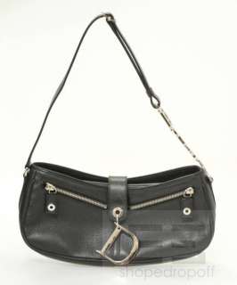 Christian Dior Black Leather & Silver Monogram Charm Handbag  