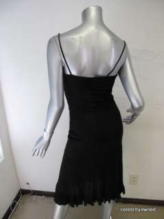 Costume National Black Spaghetti Strap Mid Calf Dress 4  