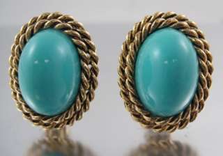 KENNETH LANE Gold Tone Turquoise Resin Earrings  