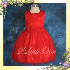 Red Wedding Flower Girl Pageant Party Dress Size 7 8  