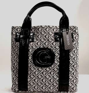 NEW Guess Logo Black Gray Small Tote Bag Purse Handbag NWT  